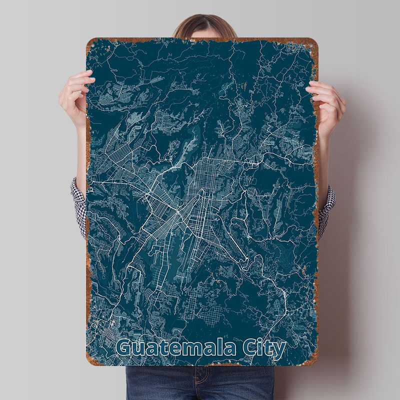 Custom Map Poster - 과테말라 시티 지도 틴플레이트 포스터 맞춤형