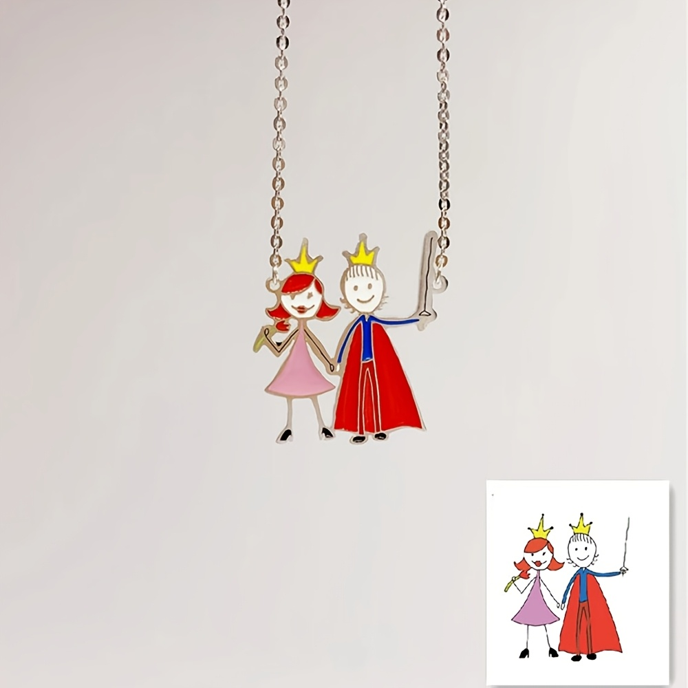 Name Necklace Custom - 맞춤형 에나멜 펜던트 목걸이 어린이 그림