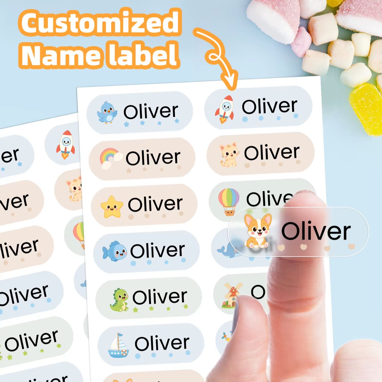 1-400PCS 맞춤형 만화 이름 스티커, 선물 가방, - Personalised Candle Label 리뷰 및 가격